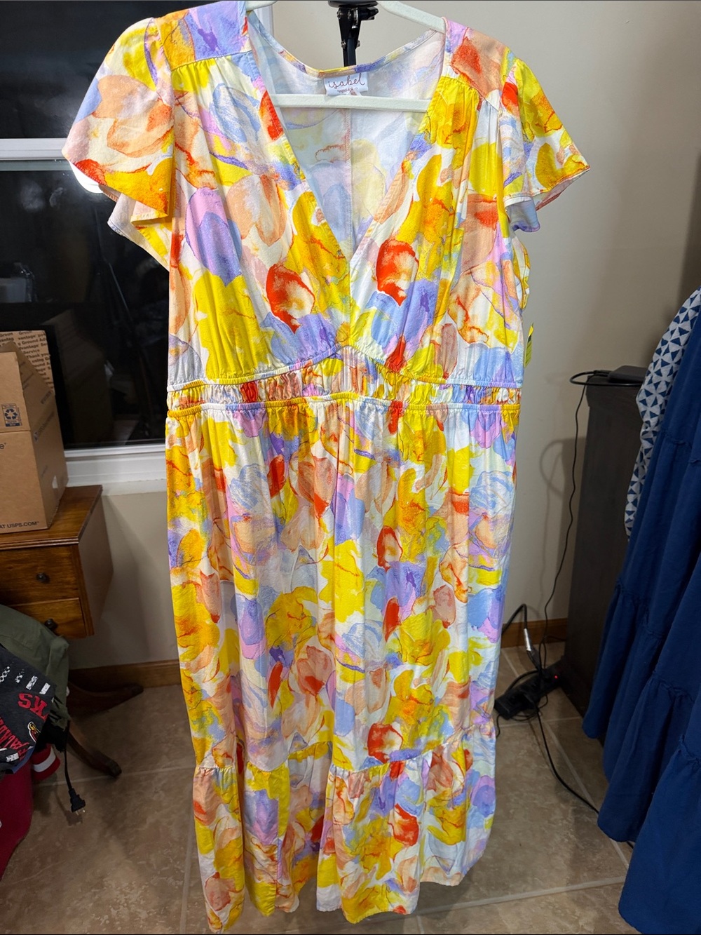 Isabel Maternity by Ingrid & Isabel Yellow Multi Floral Midi Dress 2196